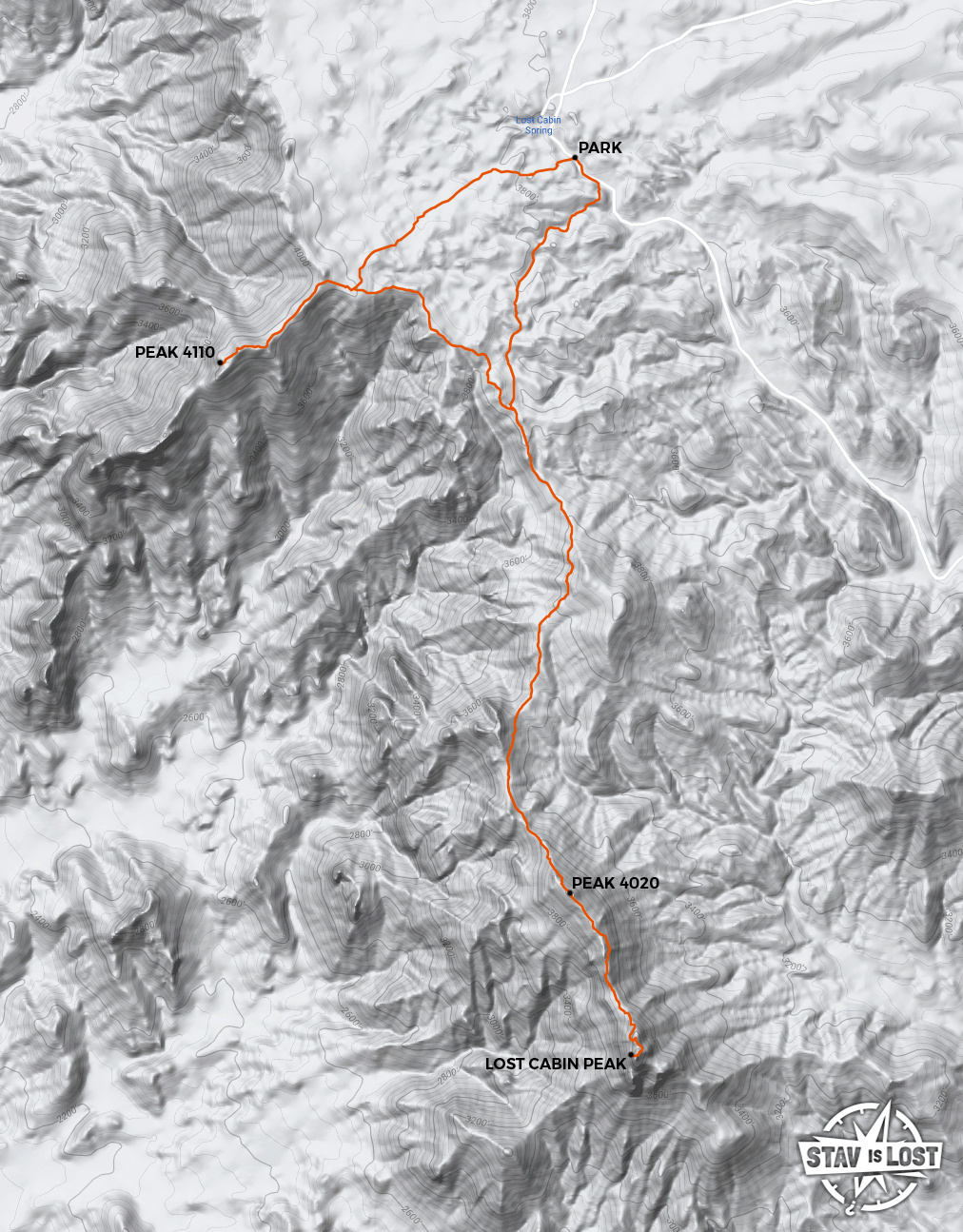 map for Lost Cabin Peak (Peak 4110) by stav is lost