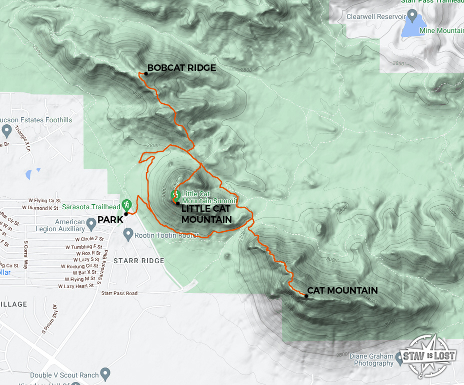 map for Bobcat Ridge, Little Cat Mountain, Cat Mountain by stav is lost