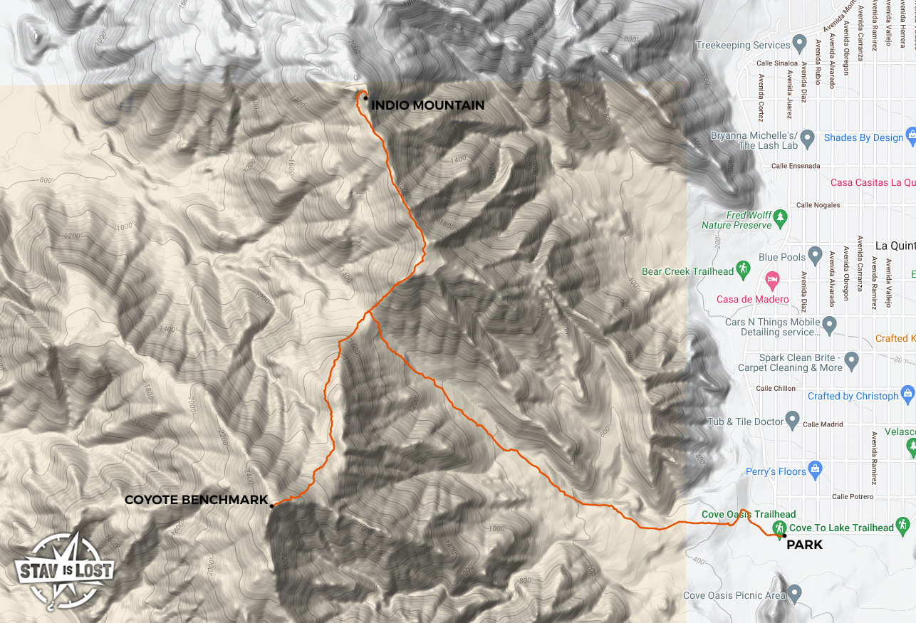 map for Coyote Benchmark and Indio Mountain by stav is lost