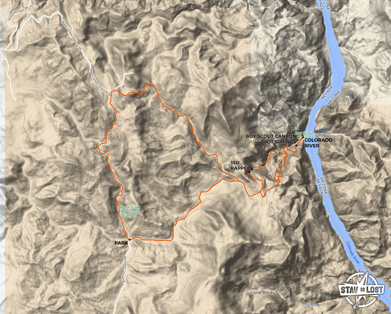 map for Boy Scout Hot Springs and North Fork Boy Scout Canyon Loop by stav is lost