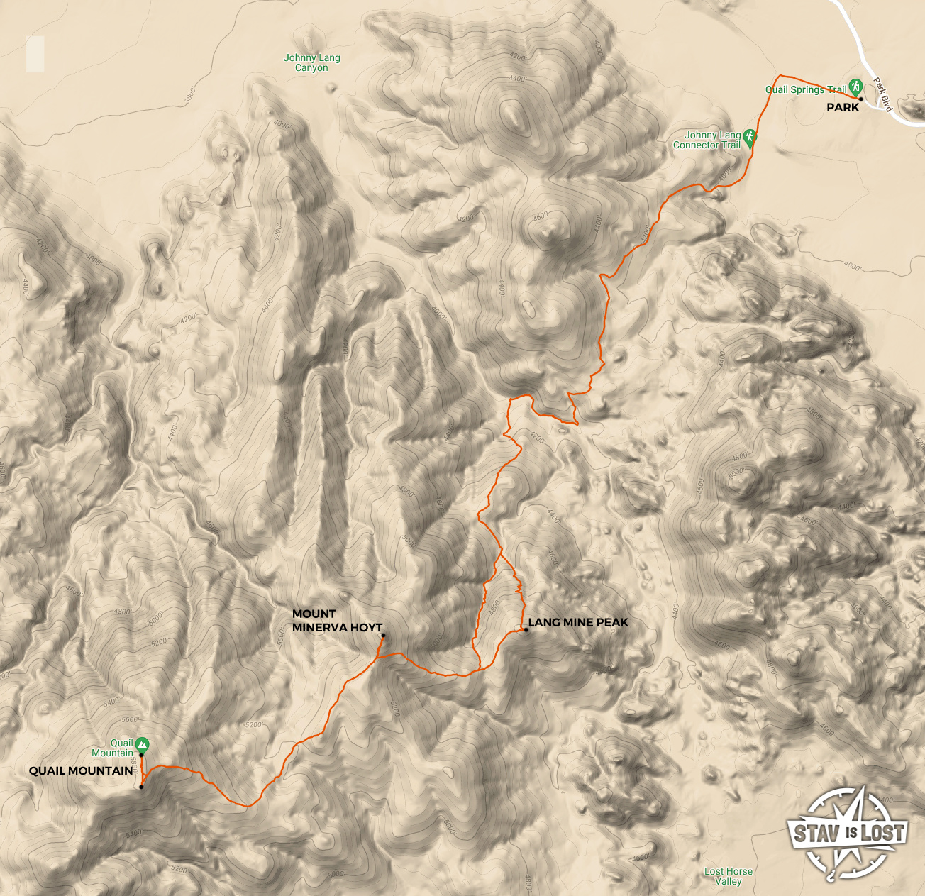 map for Quail Mountain via Lang Mine by stav is lost