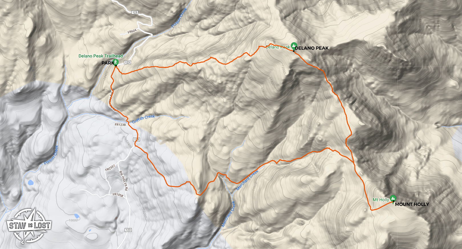 map for Delano Peak and Mount Holly Loop by stav is lost