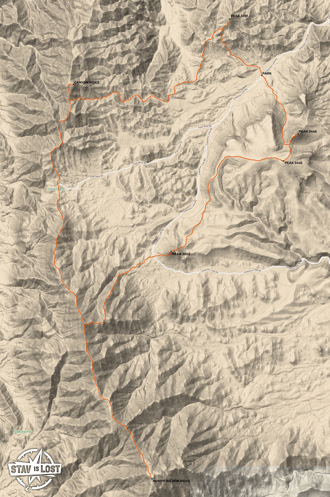 map for North Wilson Ridge and Canyon Ridge Loop by stav is lost