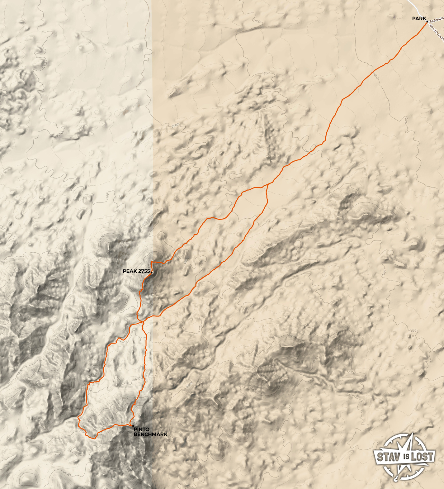 map for Pinto Benchmark and Nellis Wash Wilderness by stav is lost