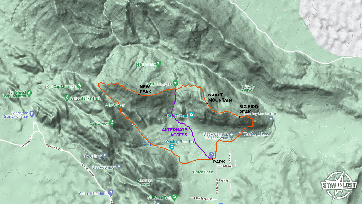 map for Kraft Mountain and New Peak Loop by stav is lost