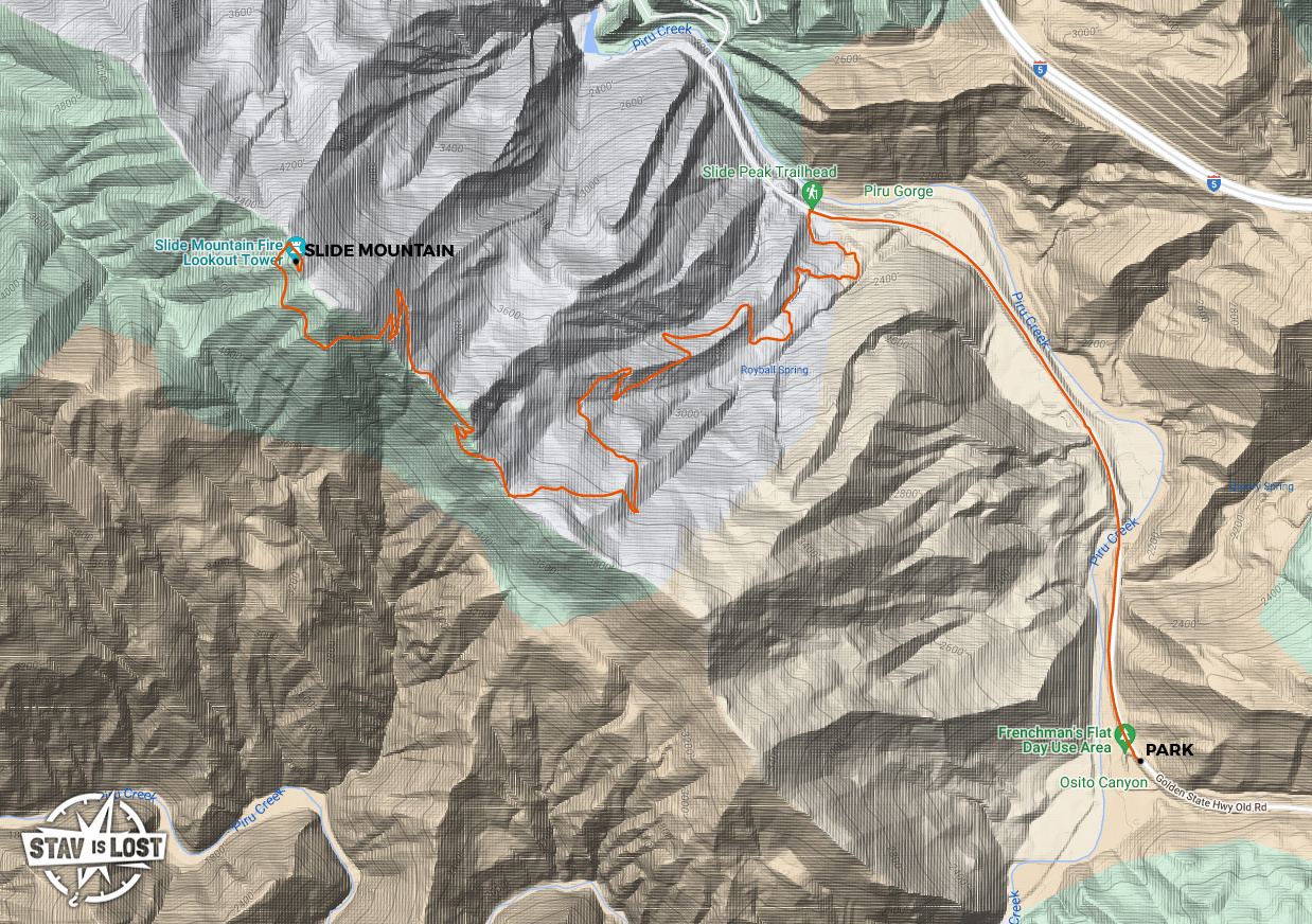 map for Slide Mountain Lookout by stav is lost