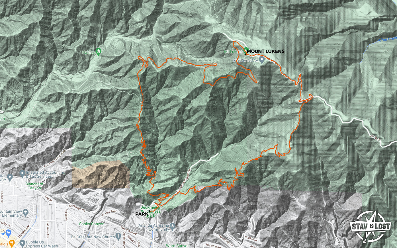 map for Mount Lukens Loop by stav is lost
