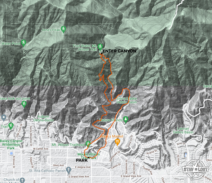 map for Little Santa Anita Canyon by stav is lost