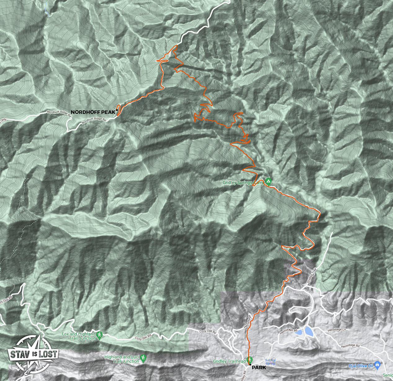 map for Nordhoff Peak via Gridley Trail by stav is lost