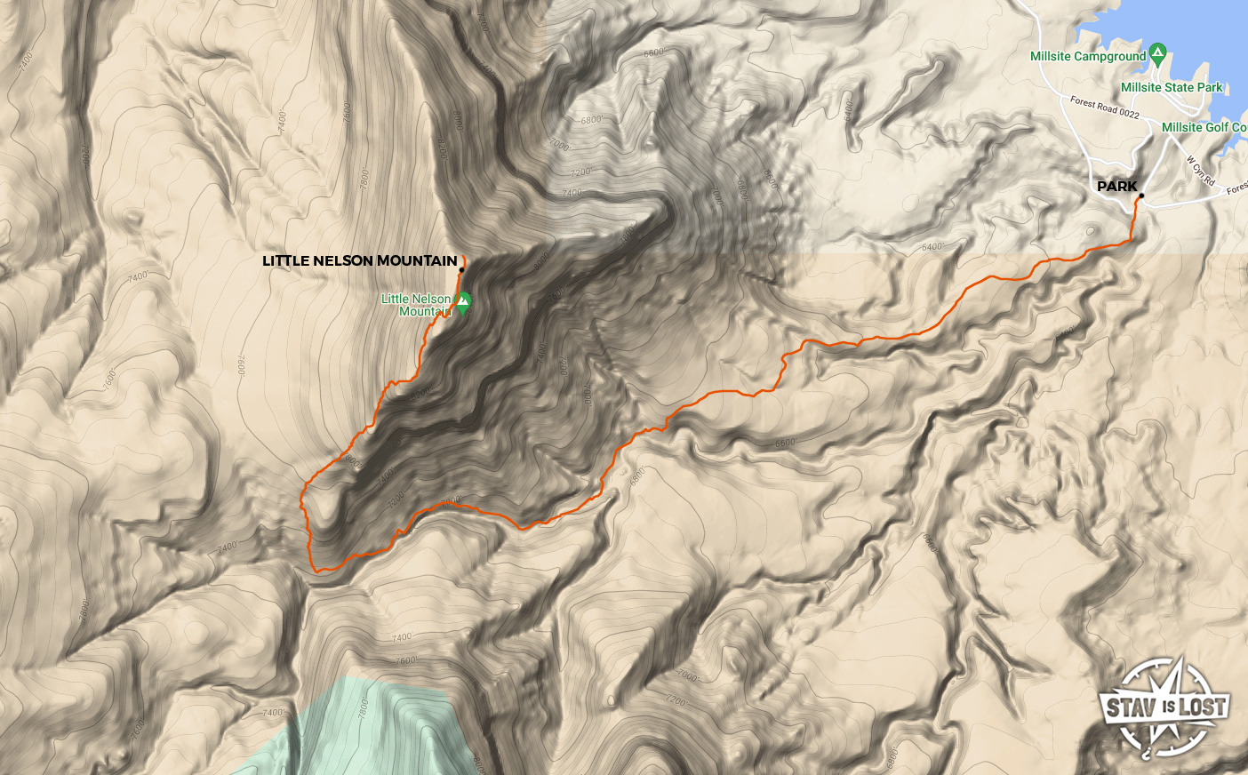 map for Little Nelson Mountain via Dry Wash Trail by stav is lost