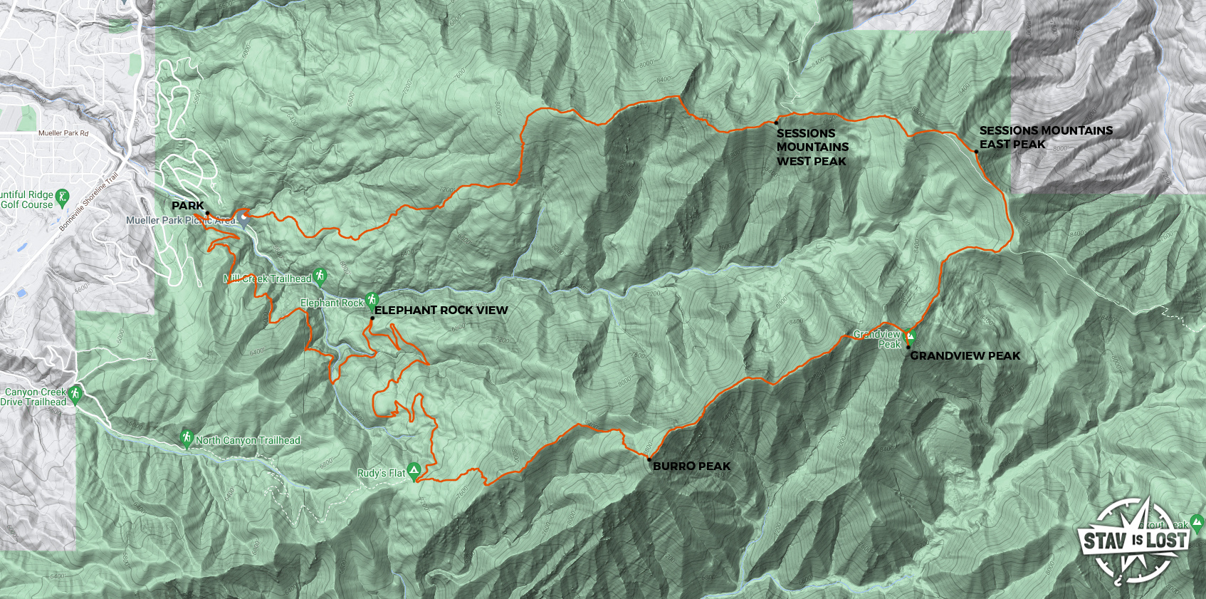 map for Sessions Mountains and Grandview Peak Loop by stav is lost