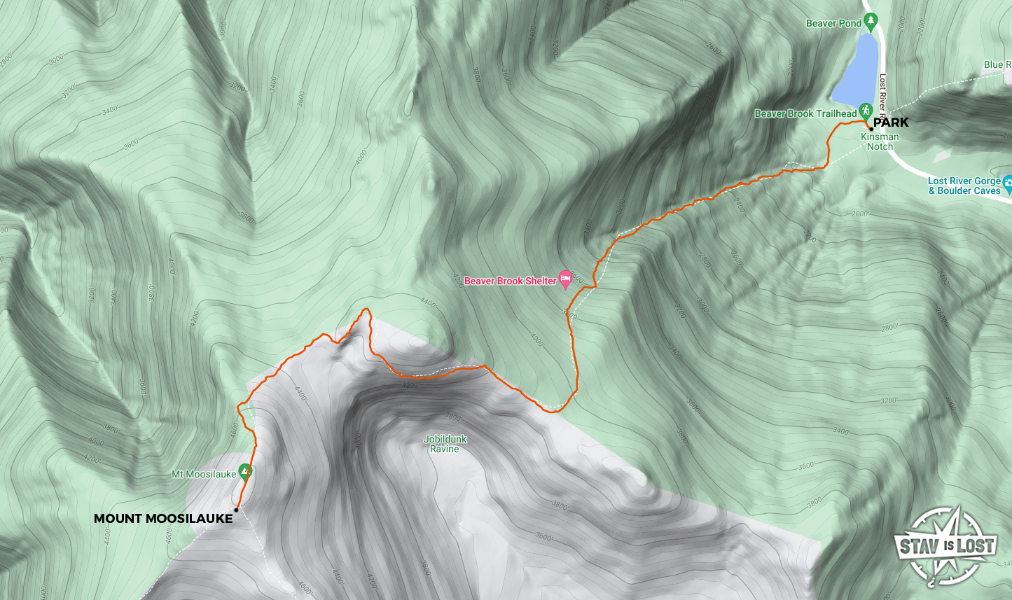 map for Mount Moosilauke via Beaver Brook Trail by stav is lost