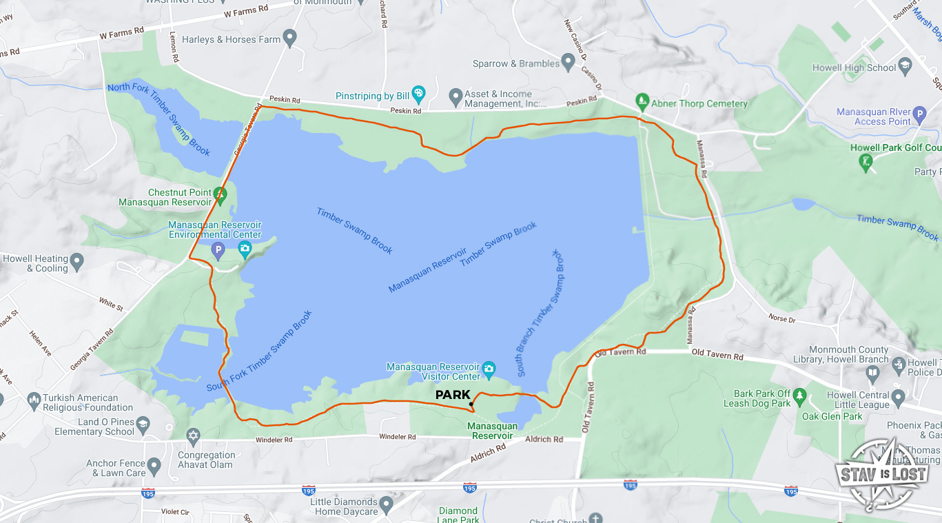 map for Manasquan Reservoir Perimeter Trail by stav is lost