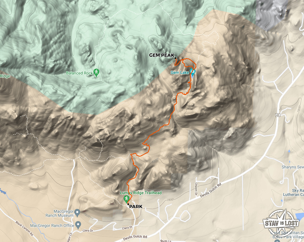 map for Gem Peak via Gem Lake Trail by stav is lost