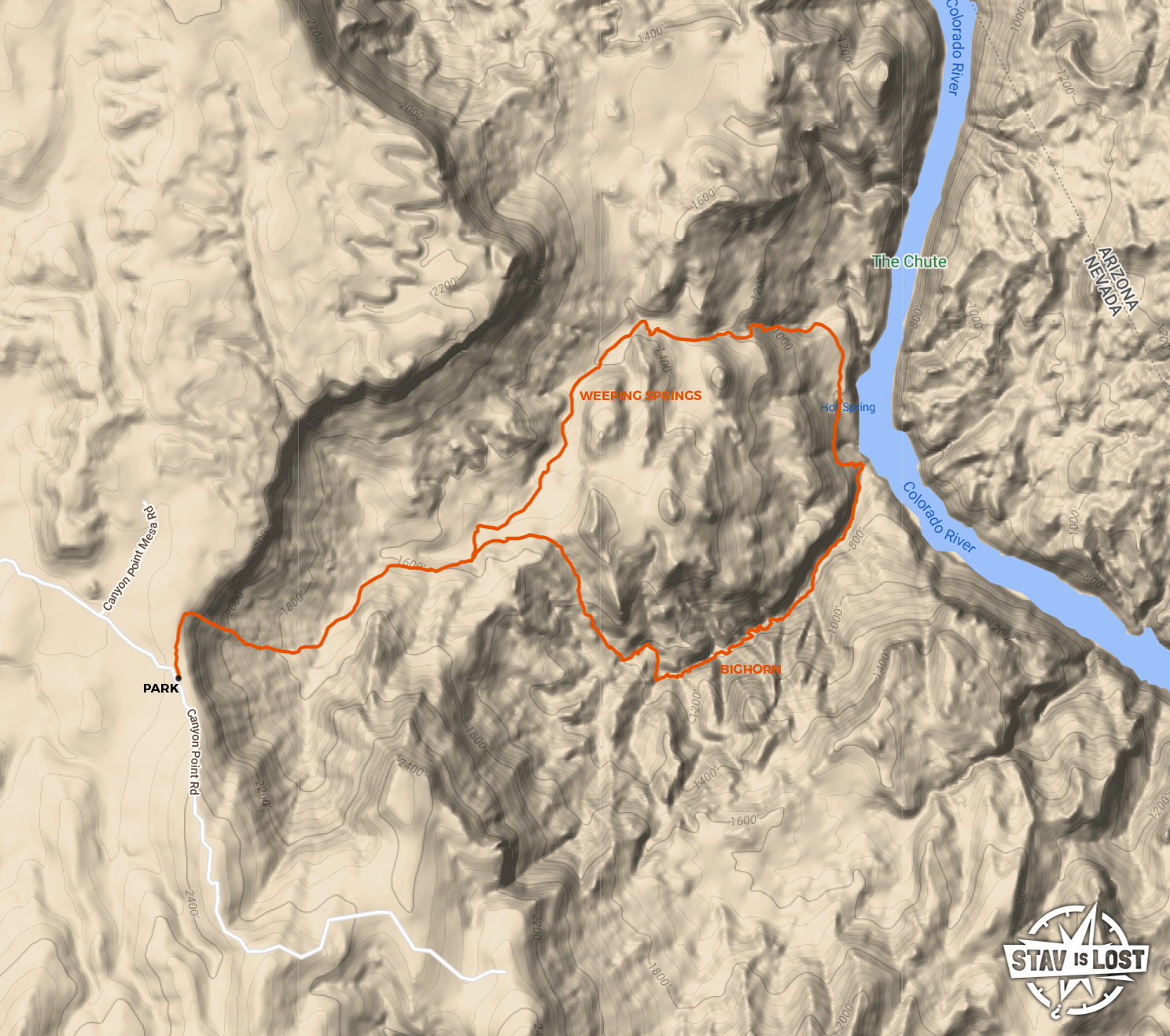 map for Weeping Springs and Bighorn Canyons Loop by stav is lost