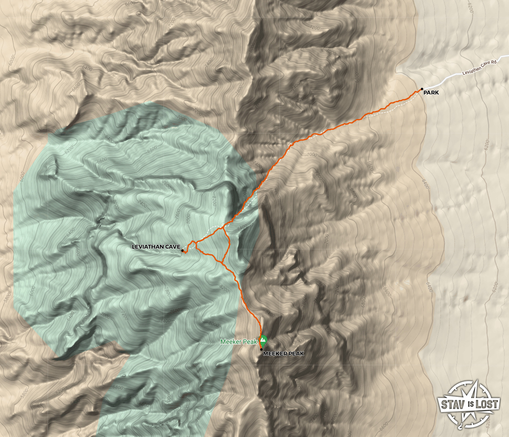 map for Meeker Peak and Leviathan Cave by stav is lost