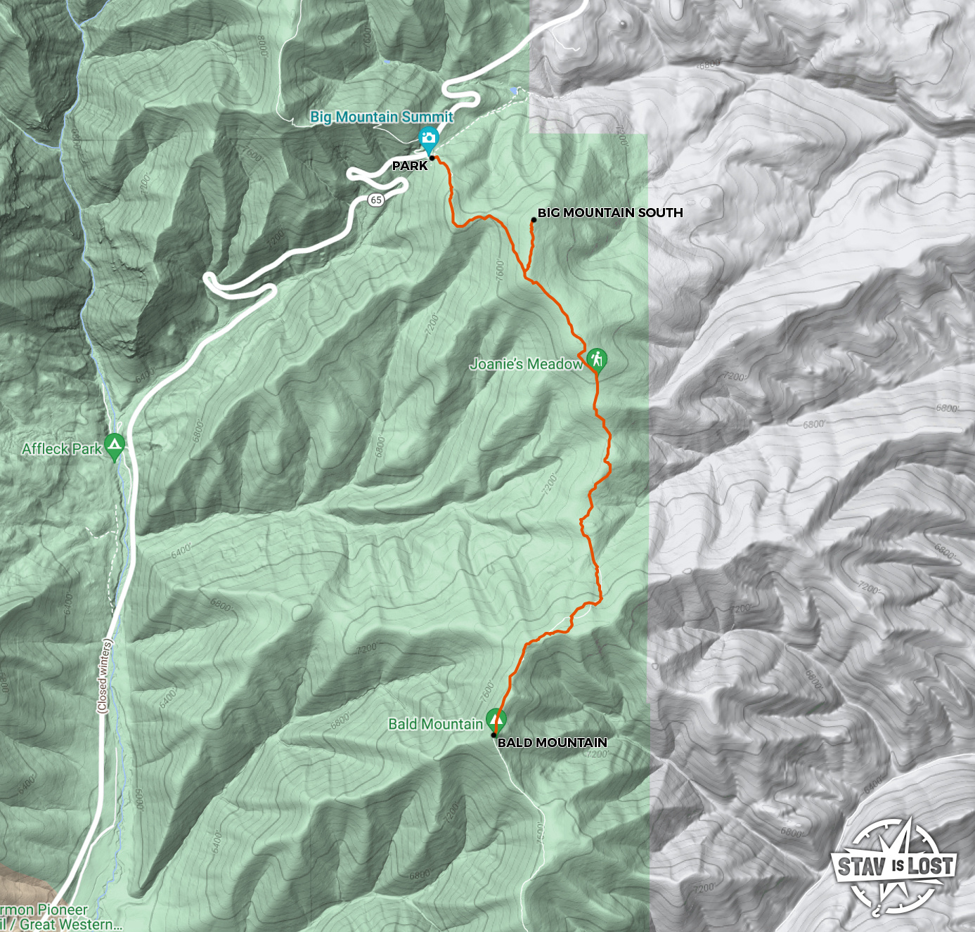 map for Bald Mountain via Great Western Trail by stav is lost