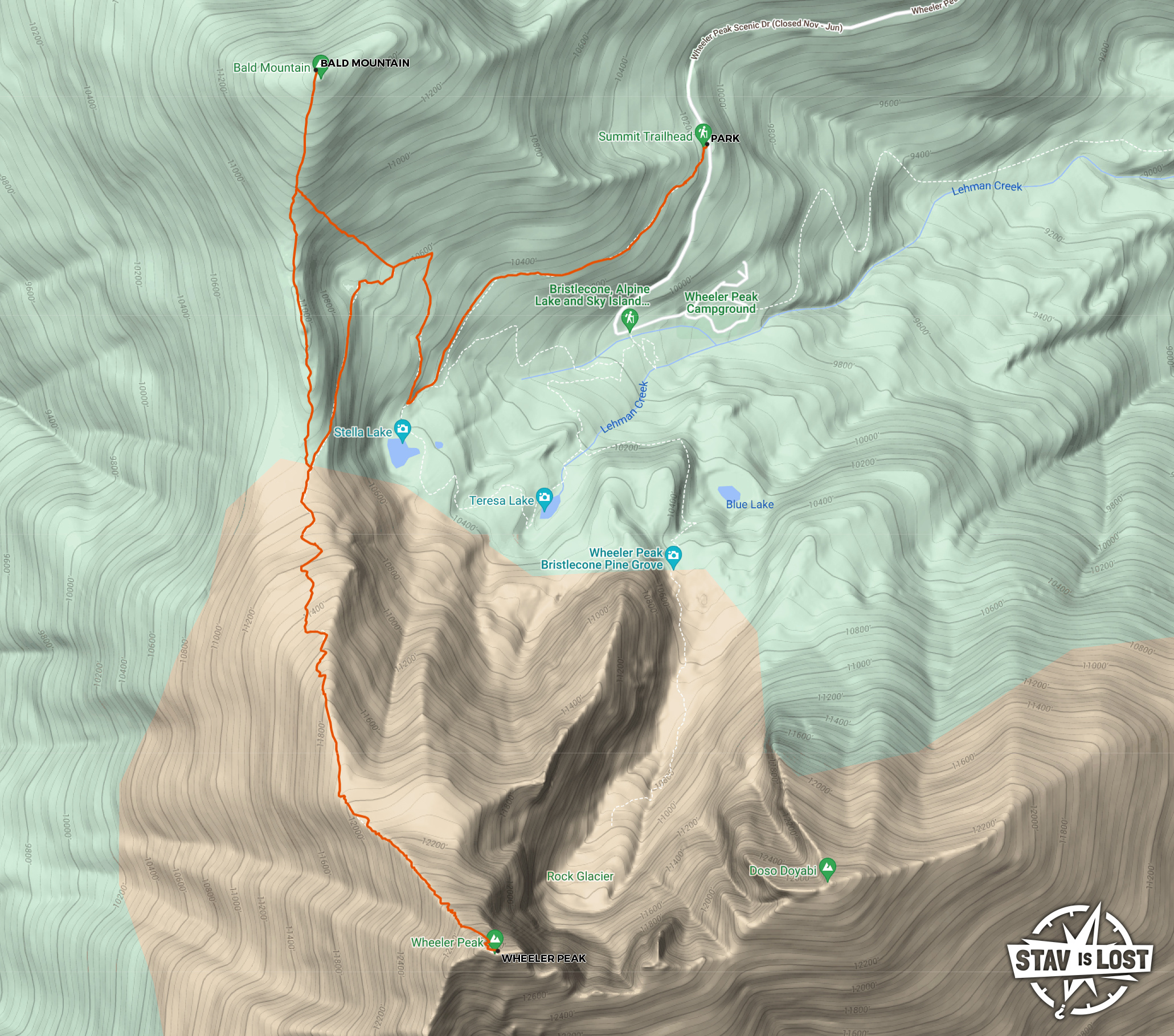 map for Wheeler Peak and Bald Mountain by stav is lost