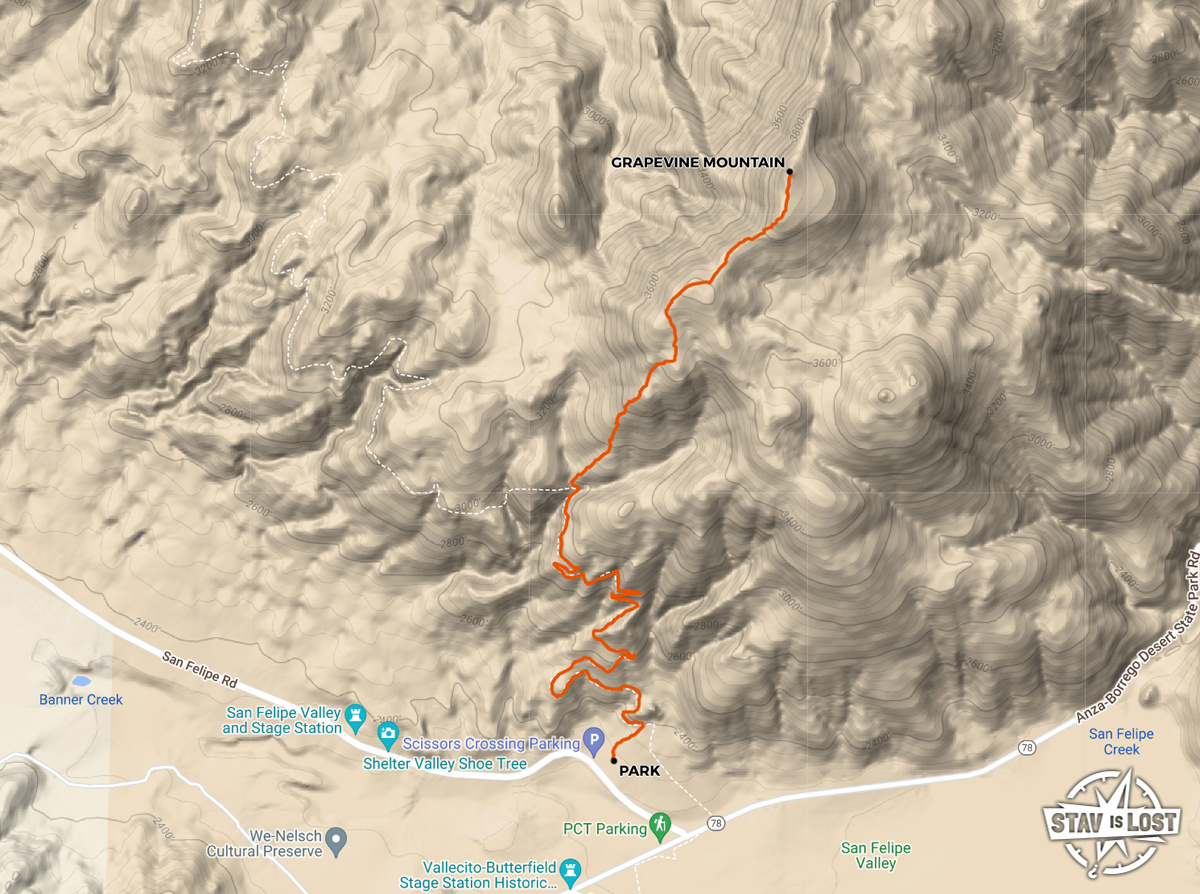 map for Grapevine Mountain by stav is lost