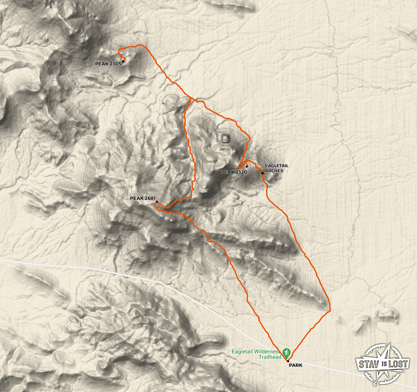 map for Eagletail Arches, The Labyrinth, Southern Eagletail Mountains Wilderness by stav is lost
