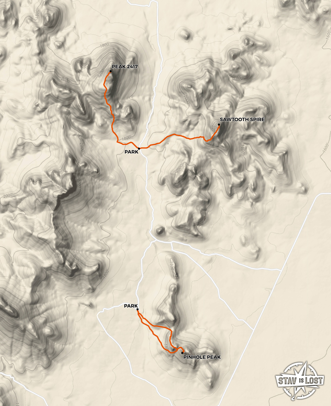 map for Sawtooth Spire and Pinhole Peak by stav is lost