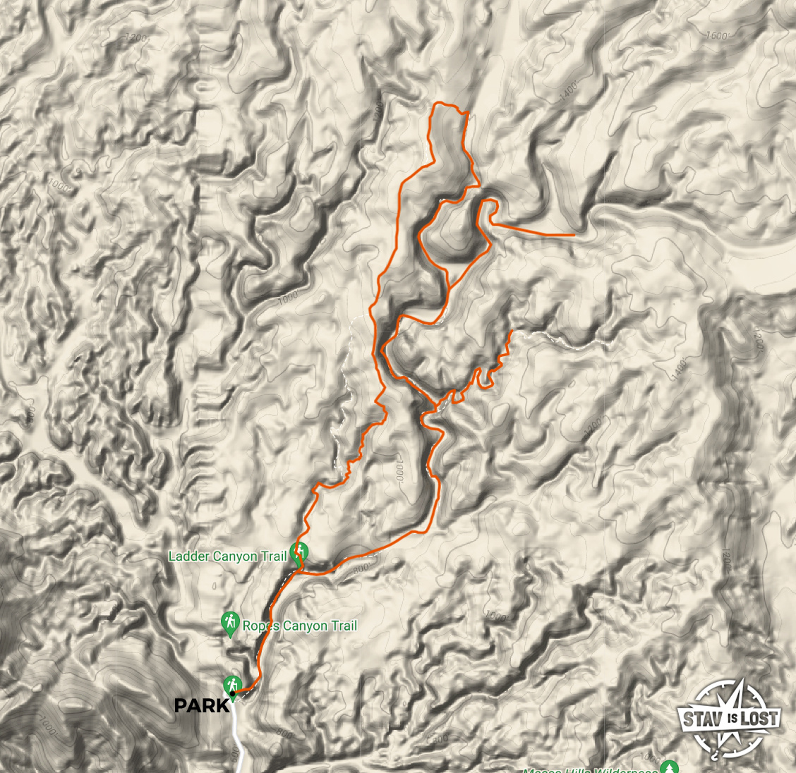 map for Ladder and Painted Canyons Loop by stav is lost