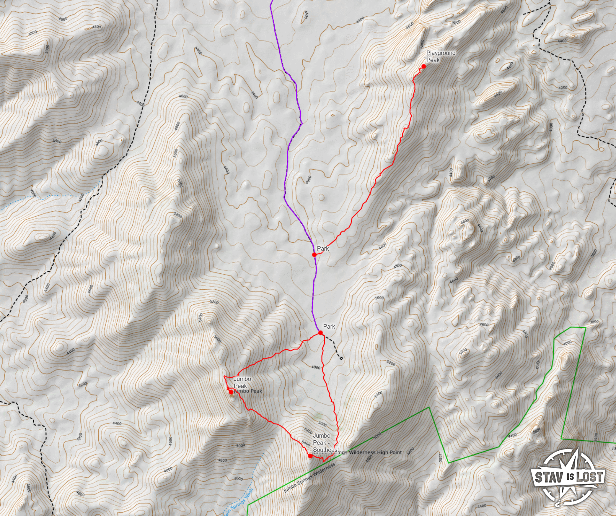 map for Jumbo Peak and Playground Peak by stav is lost
