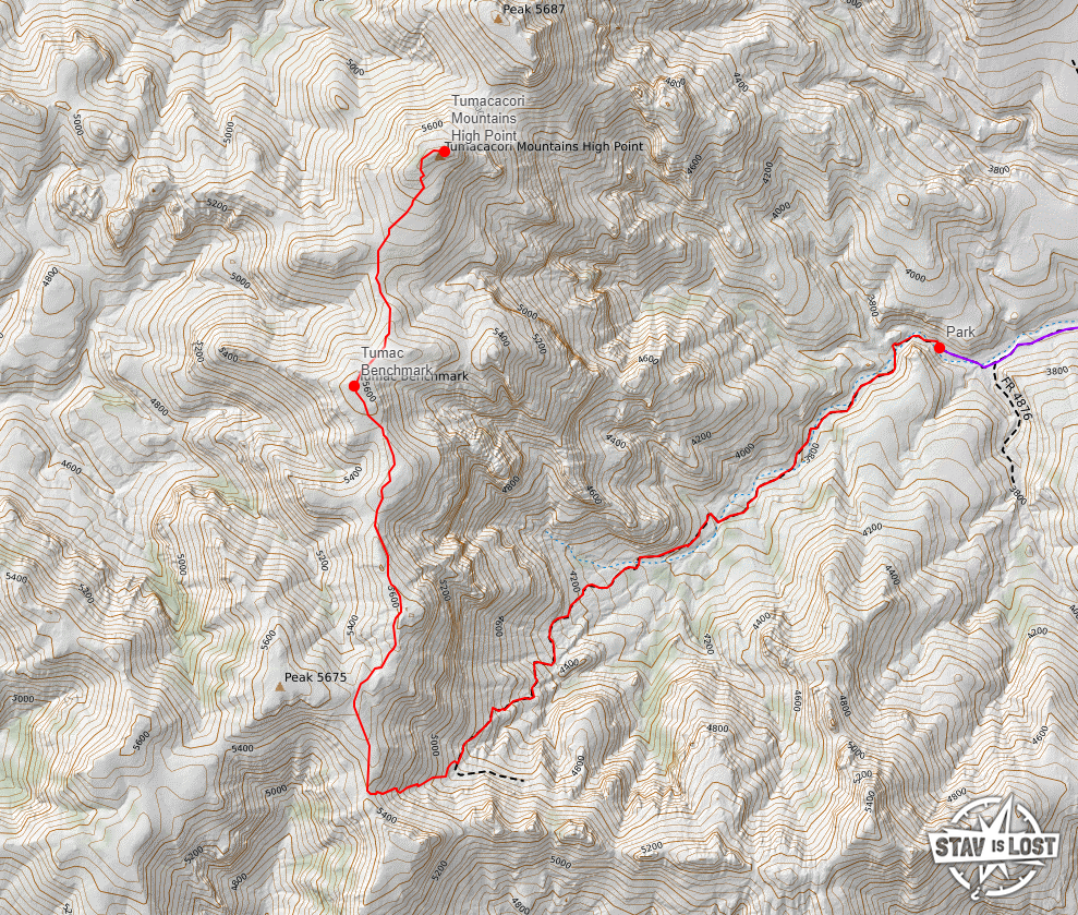 map for Tumacacori Mountains High Point by stav is lost